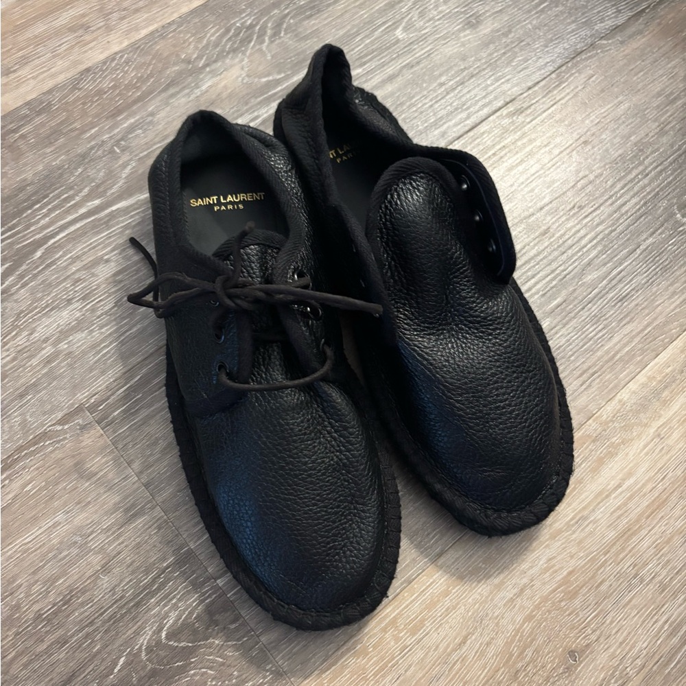 Saint Laurent Black Leather Men's Shoes Sz 40 EU Sz 7 US New - Picture 4 of 16